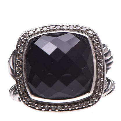 David Yurman Sterling Silver Diamond Black Onyx 14mm Albion Ring 55 7.25 1 of 6