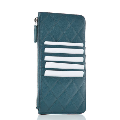 Chanel Caviar Quilted Classic Flat Wallet Pouch Dark Turquoise 3 of 8