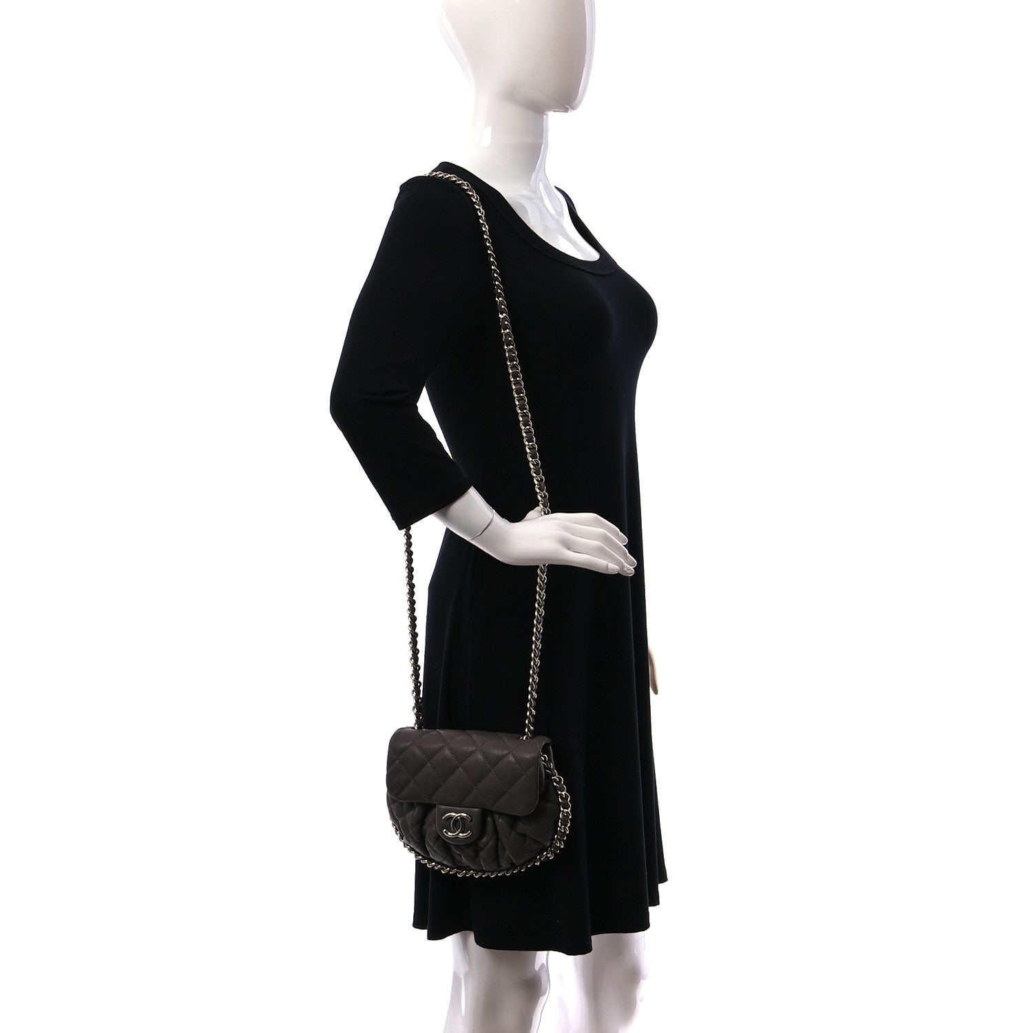 Chanel Washed Lambskin Quilted Medium Chain Around Flap Taupe 2 of 12