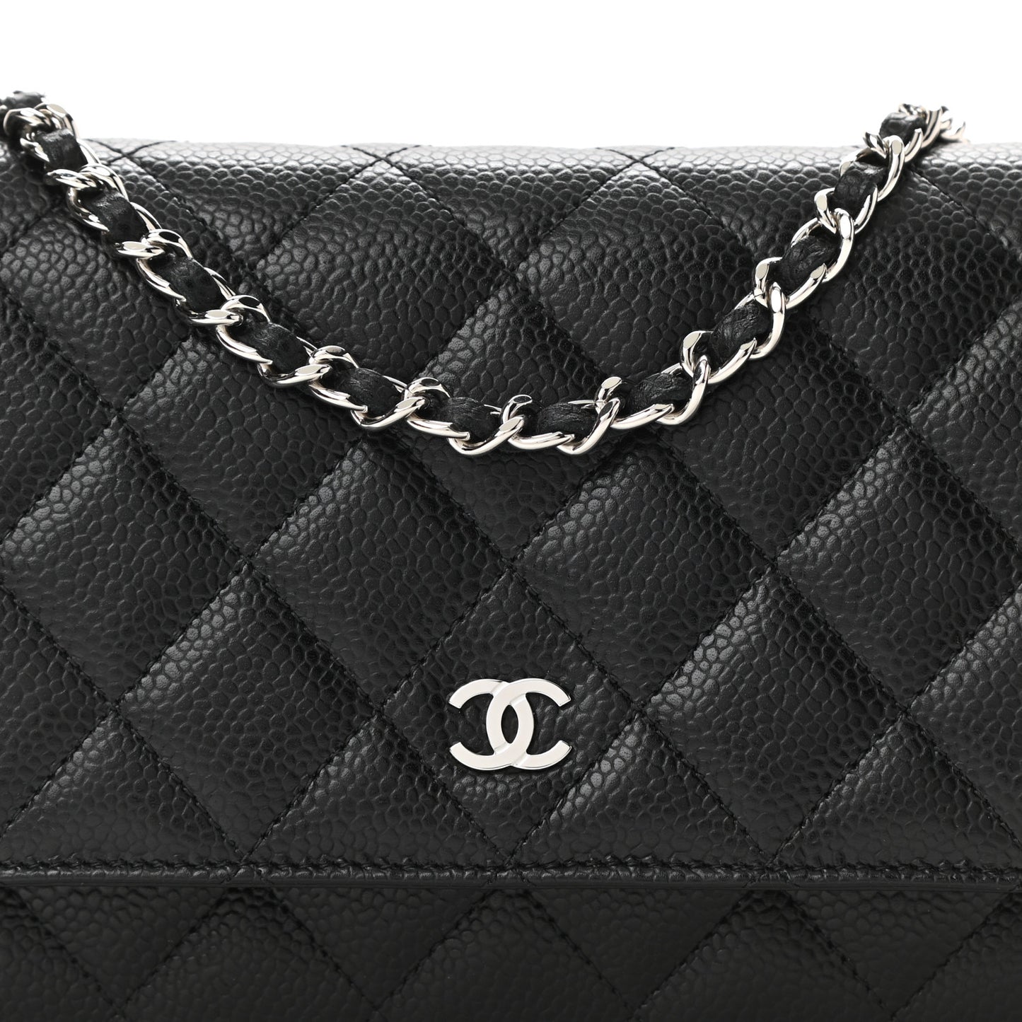 Caviar Quilted Wallet On Chain WOC Black