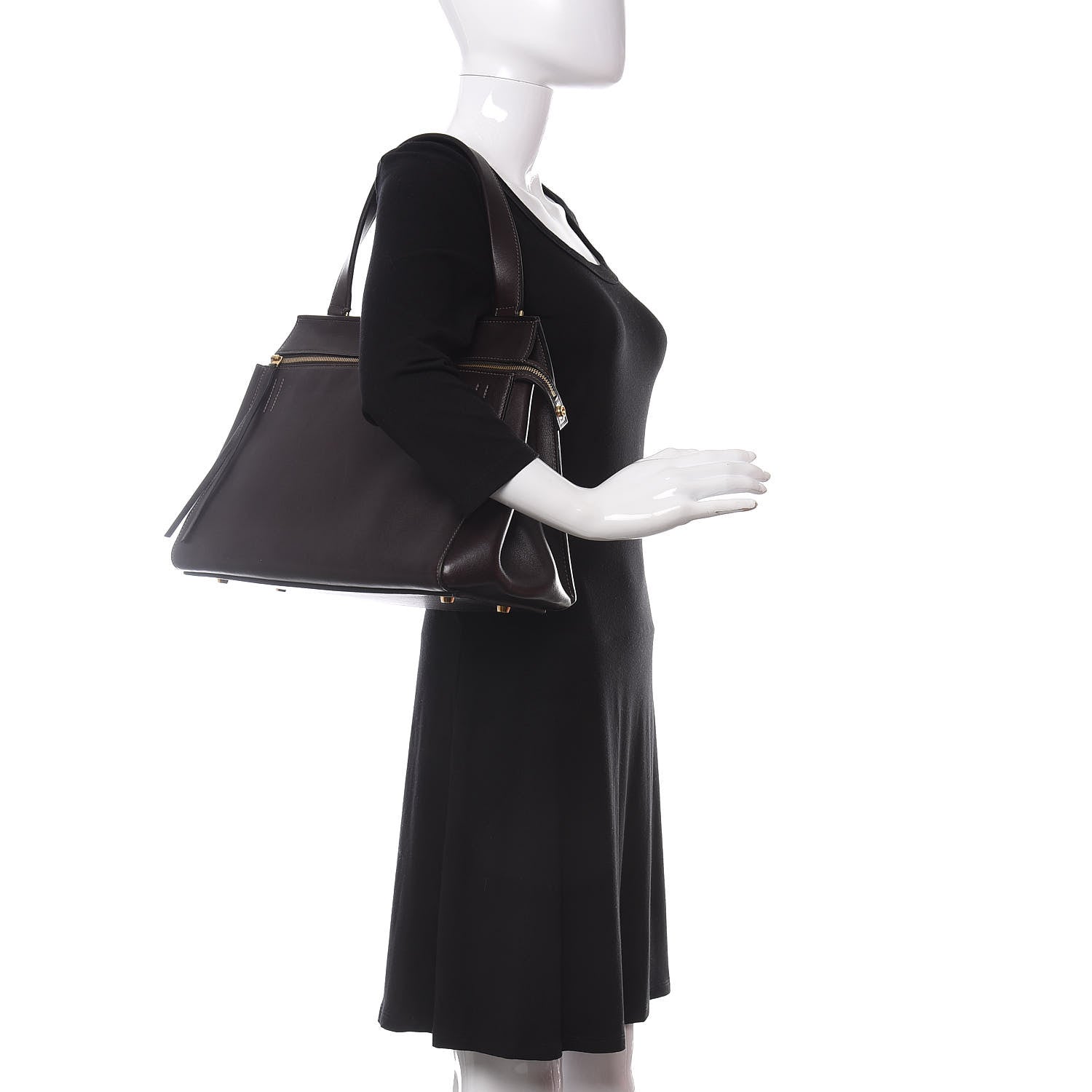 Celine Smooth Calfskin Large Edge Shoulder Bag Brown 2 of 9