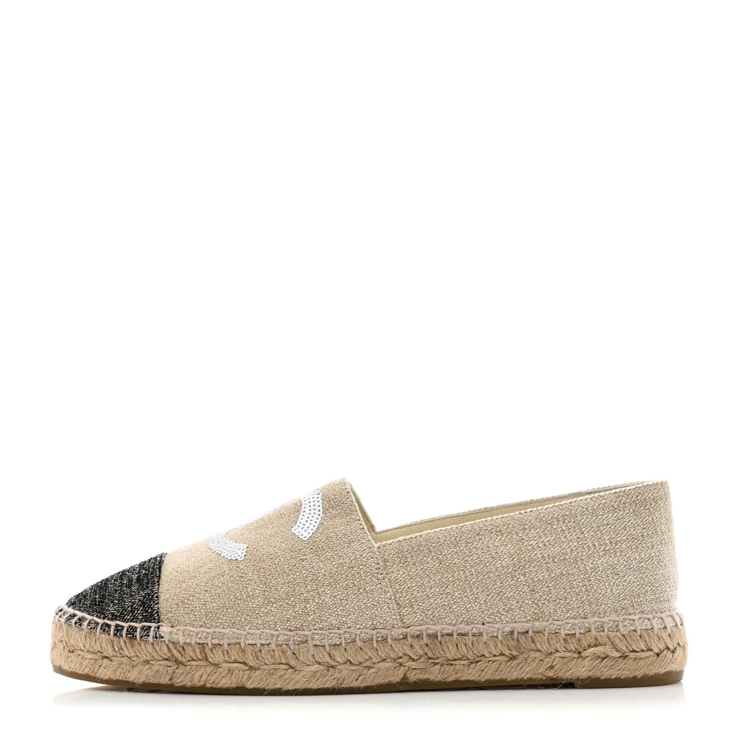Toile Sequin CC Espadrilles 42 Beige Black