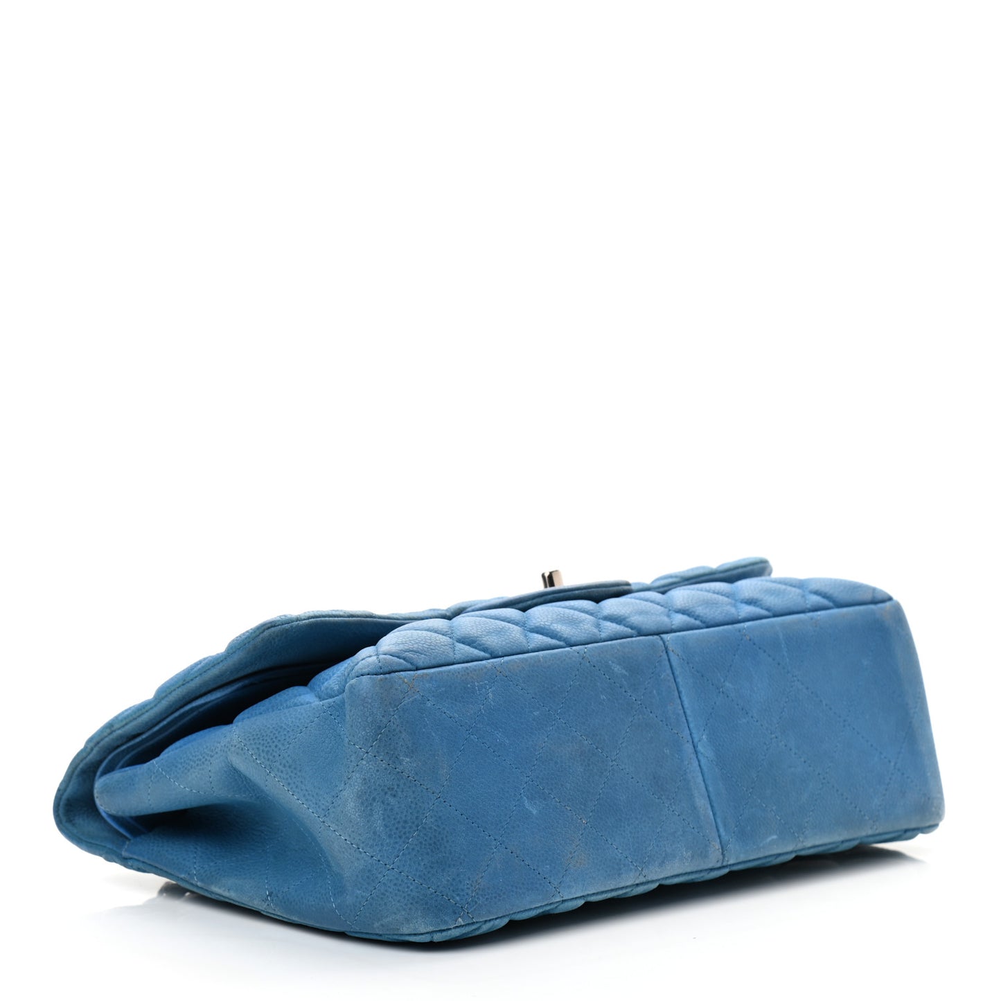 Iridescent Caviar Quilted Jumbo Double Flap Blue