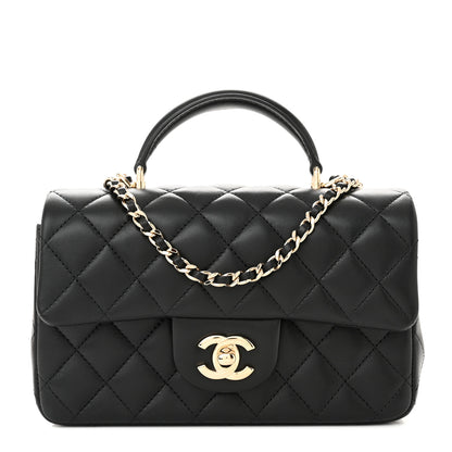 Chanel Lambskin Quilted Mini Top Handle Rectangular Flap Black 1 of 11