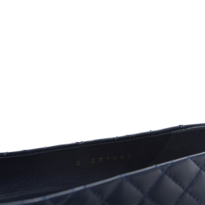 Chanel Calfskin Quilted Cap Toe Camellia Pumps 38 Navy Black 10 of 11