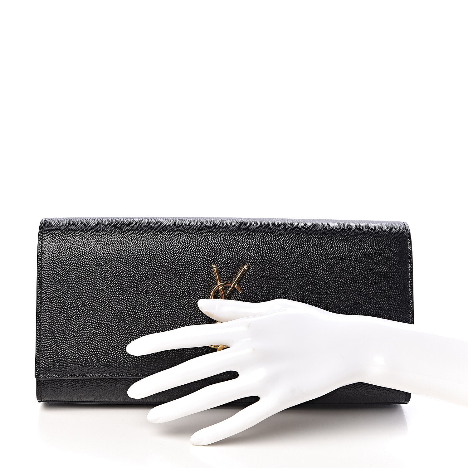 Saint Laurent Grain De Poudre Monogram Cassandre Clutch Black 3 of 15