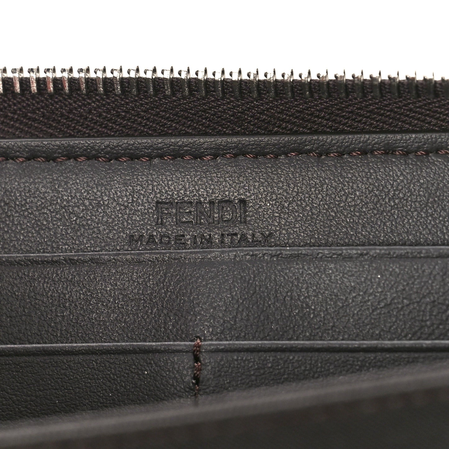 Glazed Fabric Vitello King FF 1974 Diagonal Zip Around Wallet Tobacco Moro Cuoio