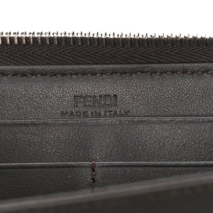Fendi Glazed Fabric Vitello King FF 1974 Diagonal Zip Around Wallet Tobacco Moro Cuoio 6 of 8