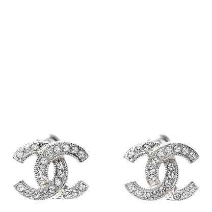 Chanel Crystal Mini Timeless CC Earrings Silver 1 of 4