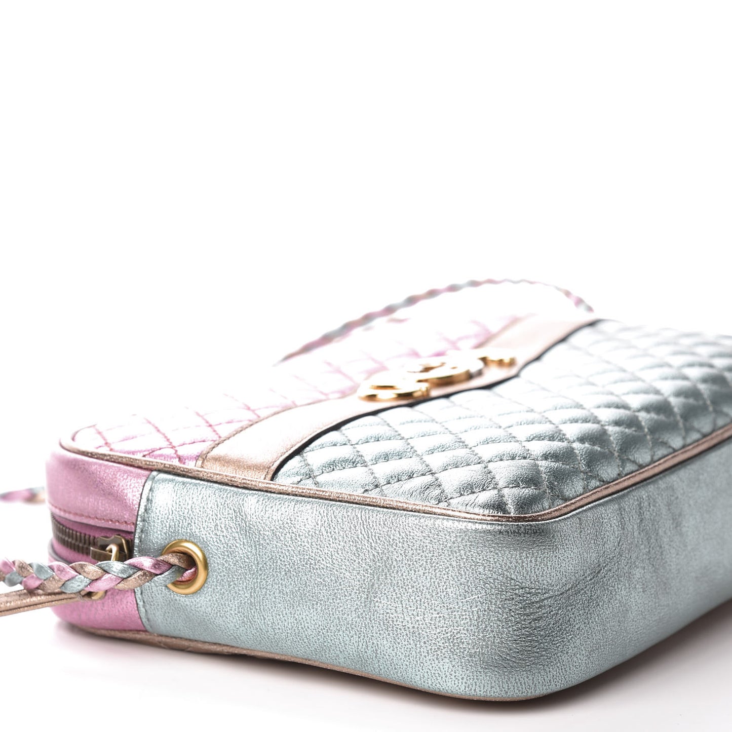 Laminated Nappa Trapuntata Small Zumi Shoulder Bag Rosa Lago Rame