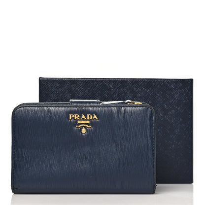 Prada Vitello Move Metal Compact Wallet Baltico 10 of 10