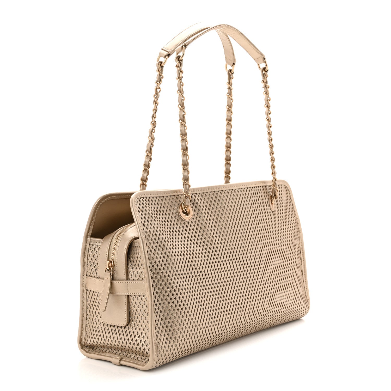 Chanel Metallic Calfskin Perforated Up In The Air Tote Light Gold 3 of 11