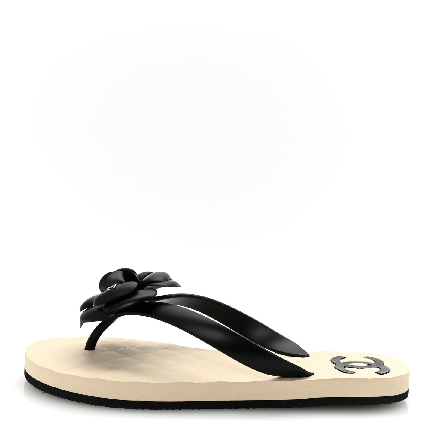 Jelly Quilted Camellia Thong Sandals 37 White Black