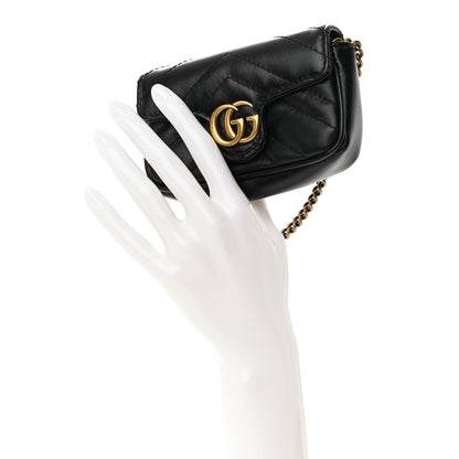 Gucci Calfskin Matelasse GG Marmont 2.0 Coin Purse On A Chain Black 2 of 8