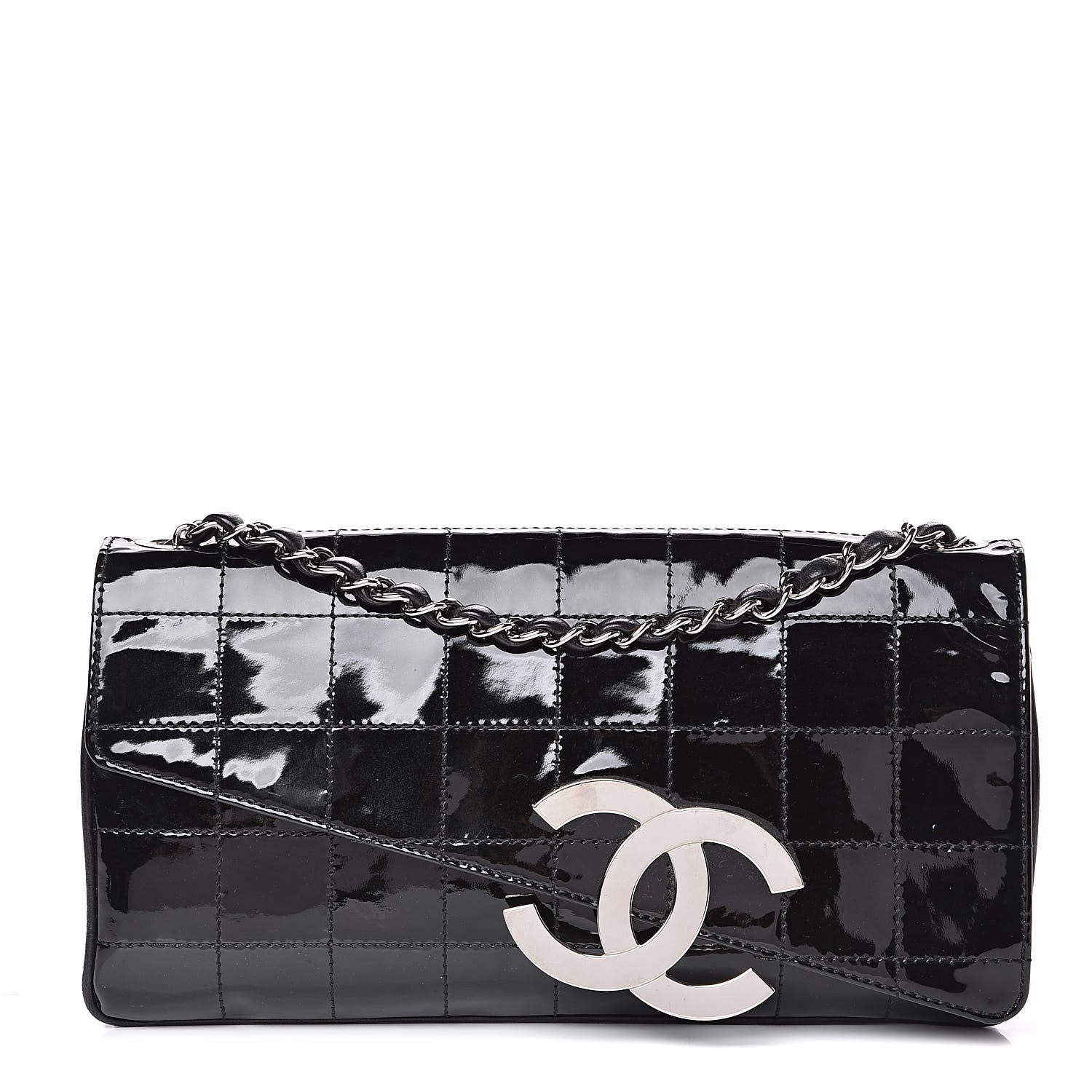 Chanel Patent Square Stitched CC Flap Clutch Black 1 of 11