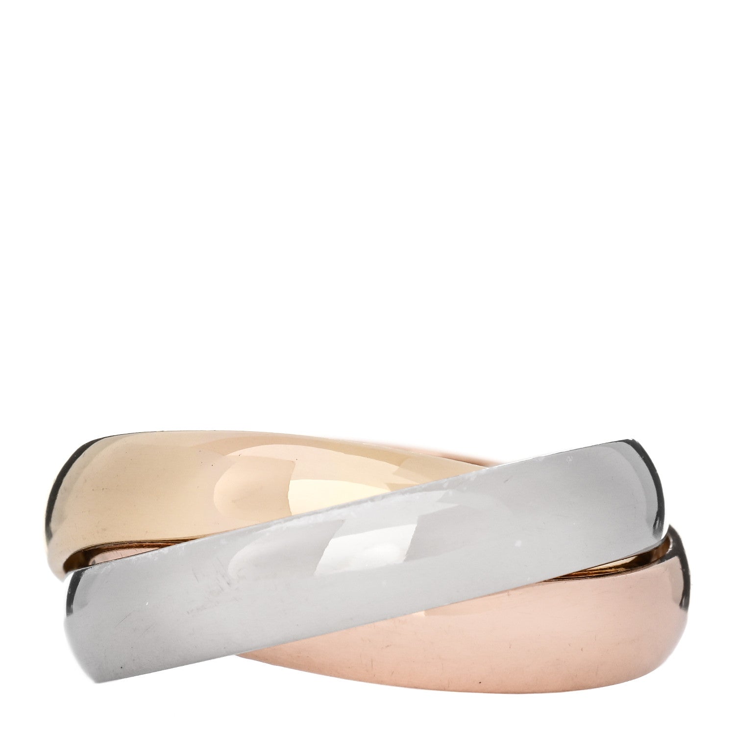 Cartier 18K Pink Yellow White Gold Large Trinity Ring 62 10 3 of 5