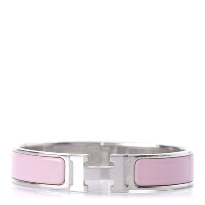 Hermes Enamel Narrow Clic Clac H Bracelet PM Rose Dragee 1 of 7
