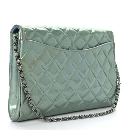 Chanel Patent Quilted Clutch with Chain Flap Blue 3 of 9
