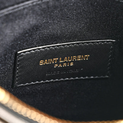 Saint Laurent Metallic Grain De Poudre Matelasse Chevron Monogram Bill Pouch Piombo 6 of 9