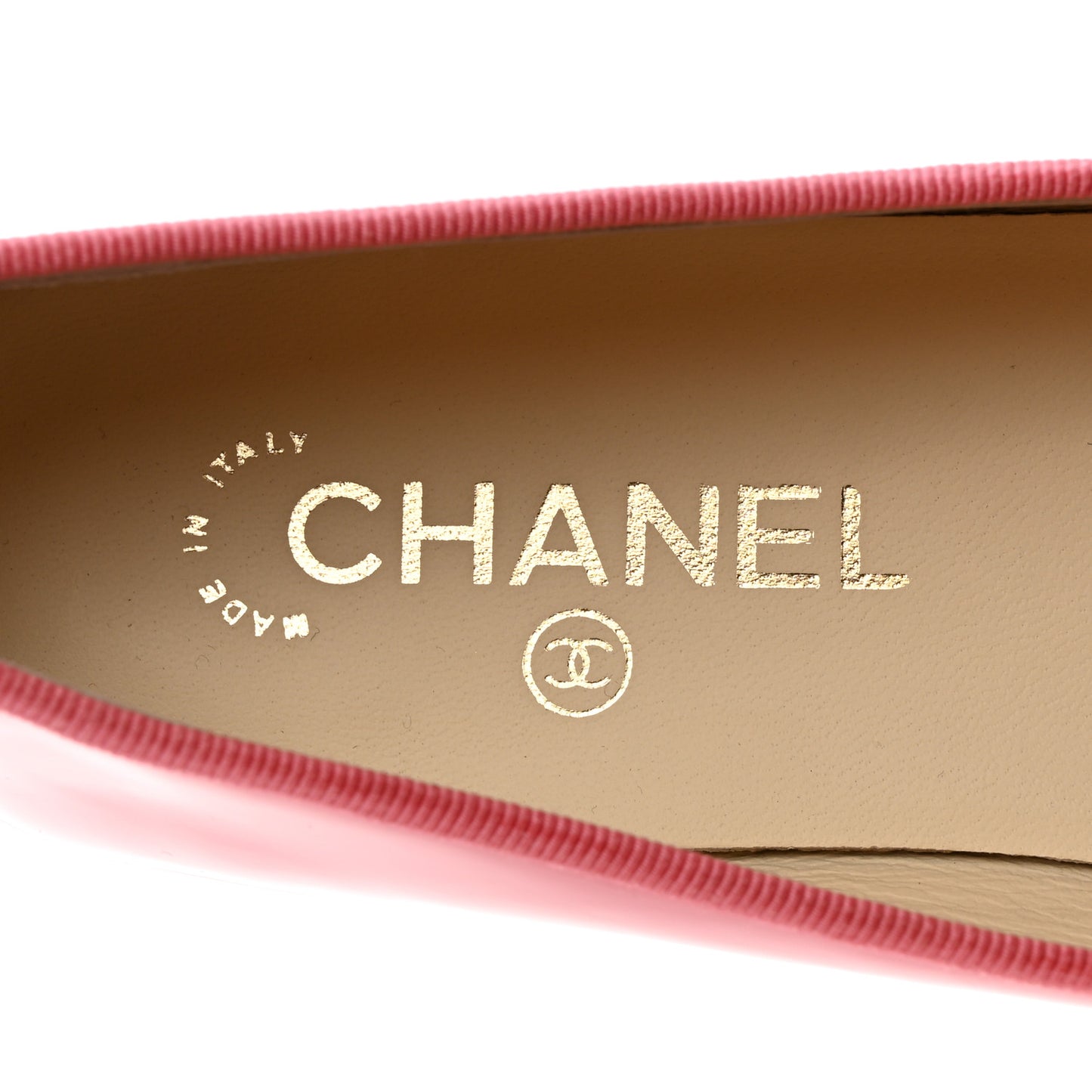 Patent Calfskin CC Cap Toe Ballerina Flats 40 Light Pink