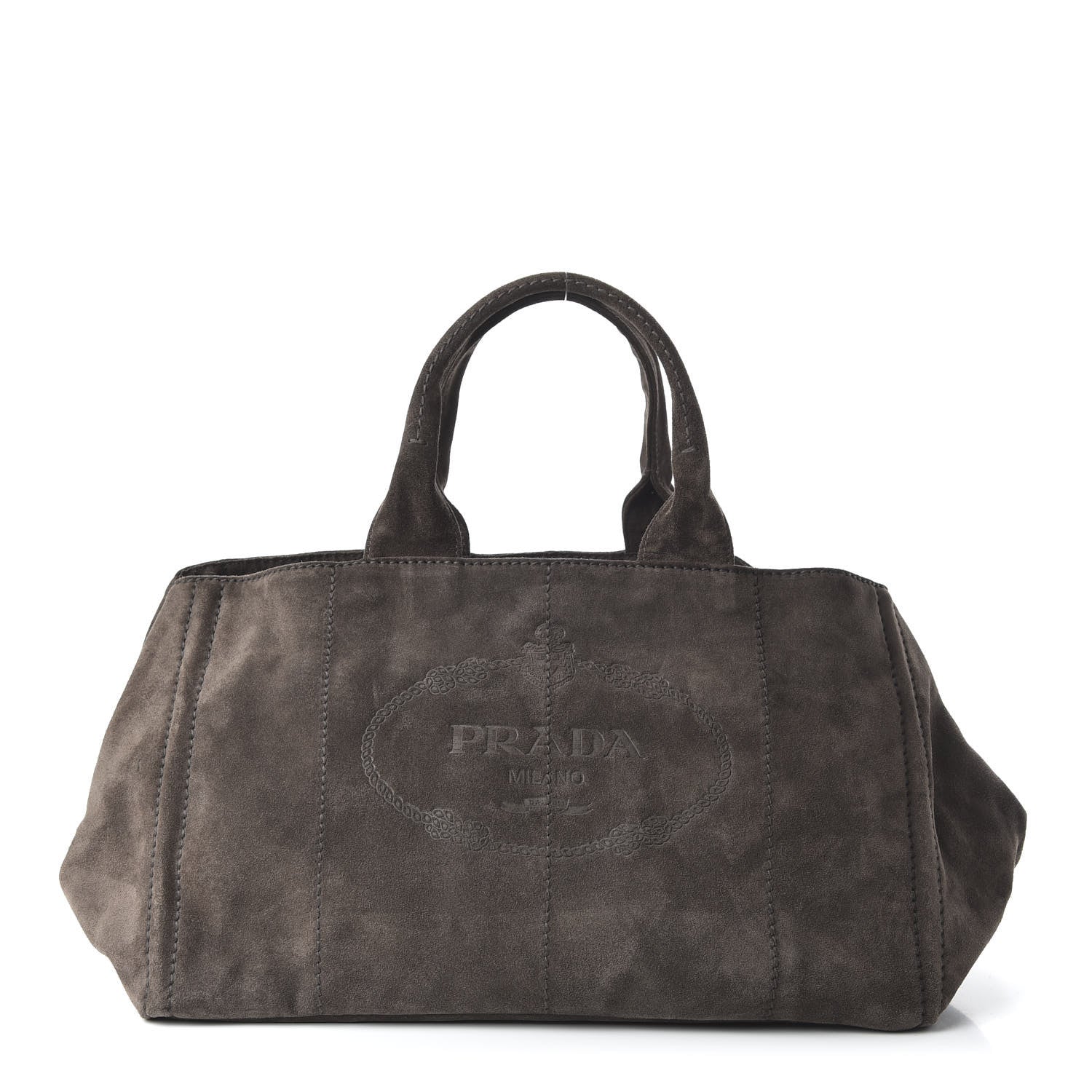 Prada Scamosciato Logo Tote Grafite 2 of 9