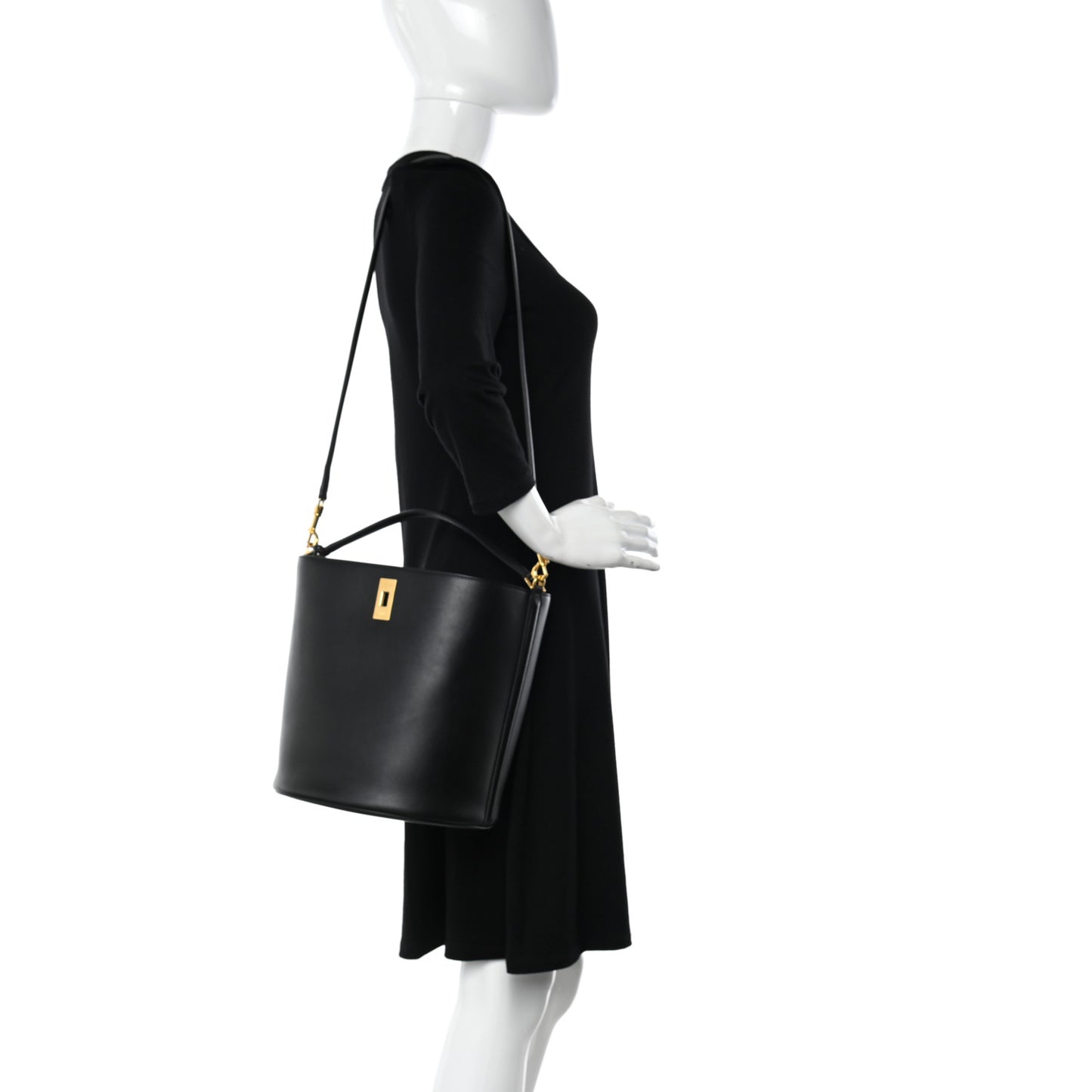 Smooth Calfskin Bucket 16 Bag Black