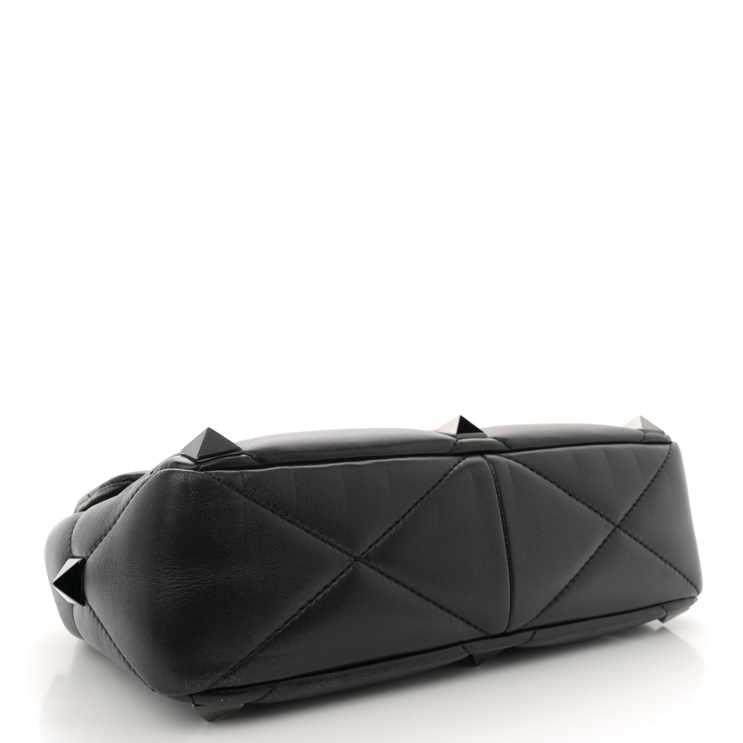 Nappa Monochrome Medium Roman Stud Shoulder Bag Black