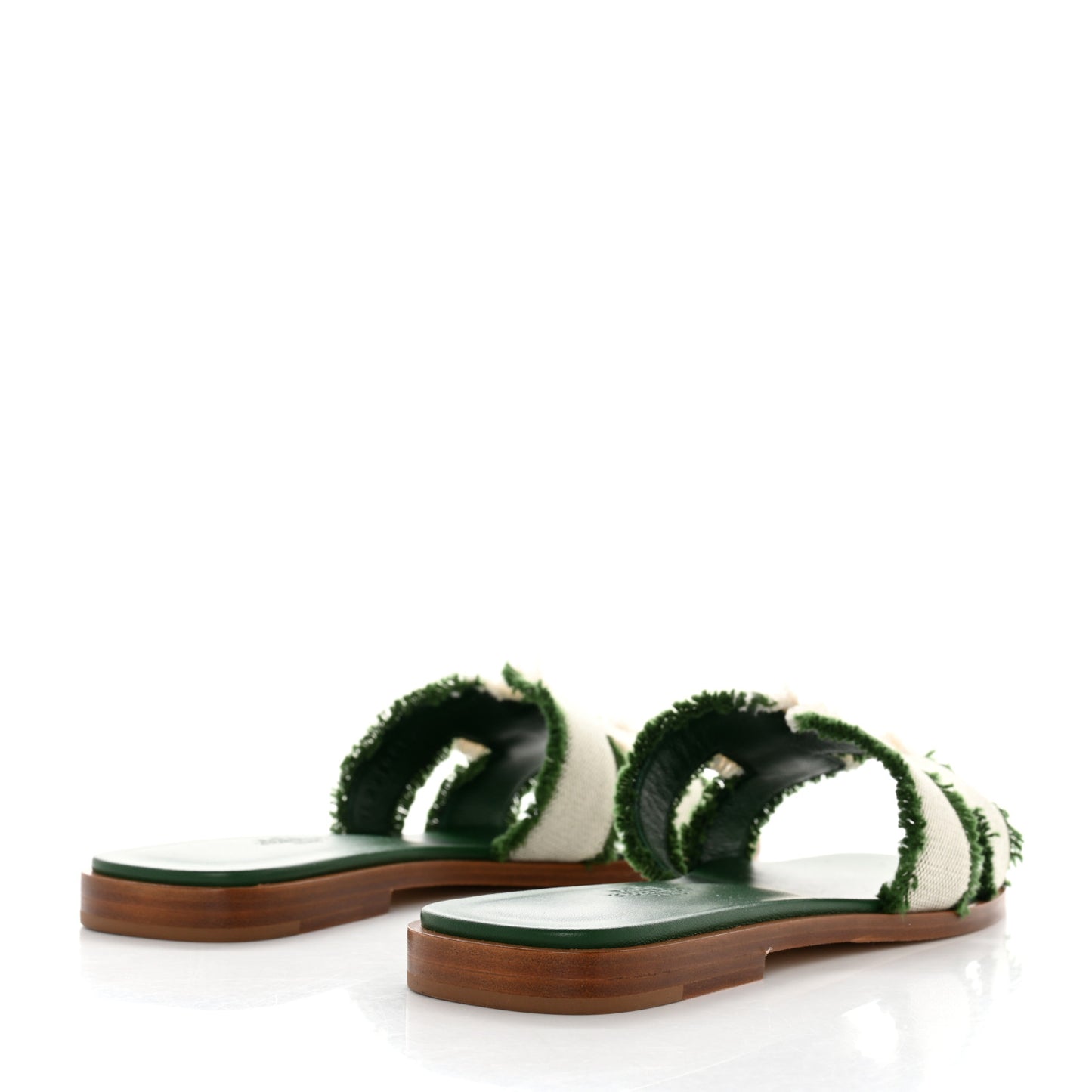 Calfskin Canvas Oran Fringe Sandals 37 Vert