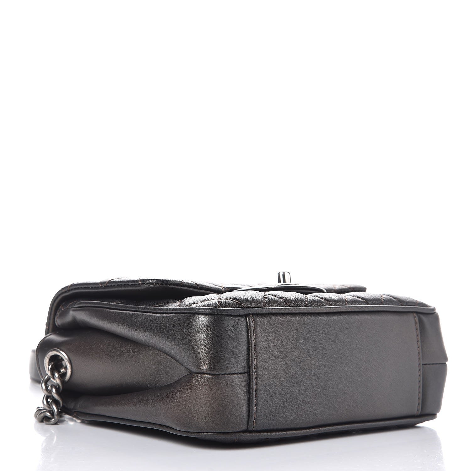 Chanel Metallic Goatskin Quilted Small Rock In Rome Flap Charcoal 4 of 8