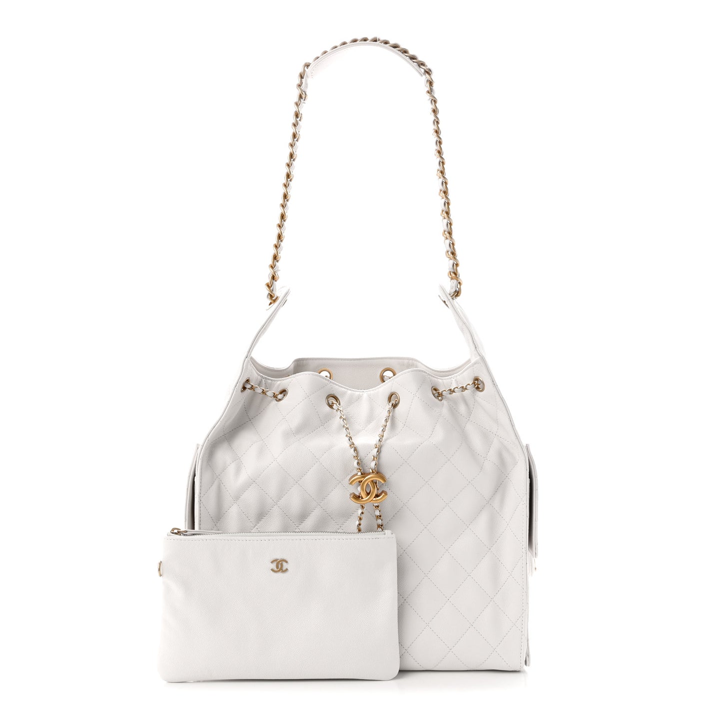 Caviar Quilted Medium Chanel 25 Handbag White