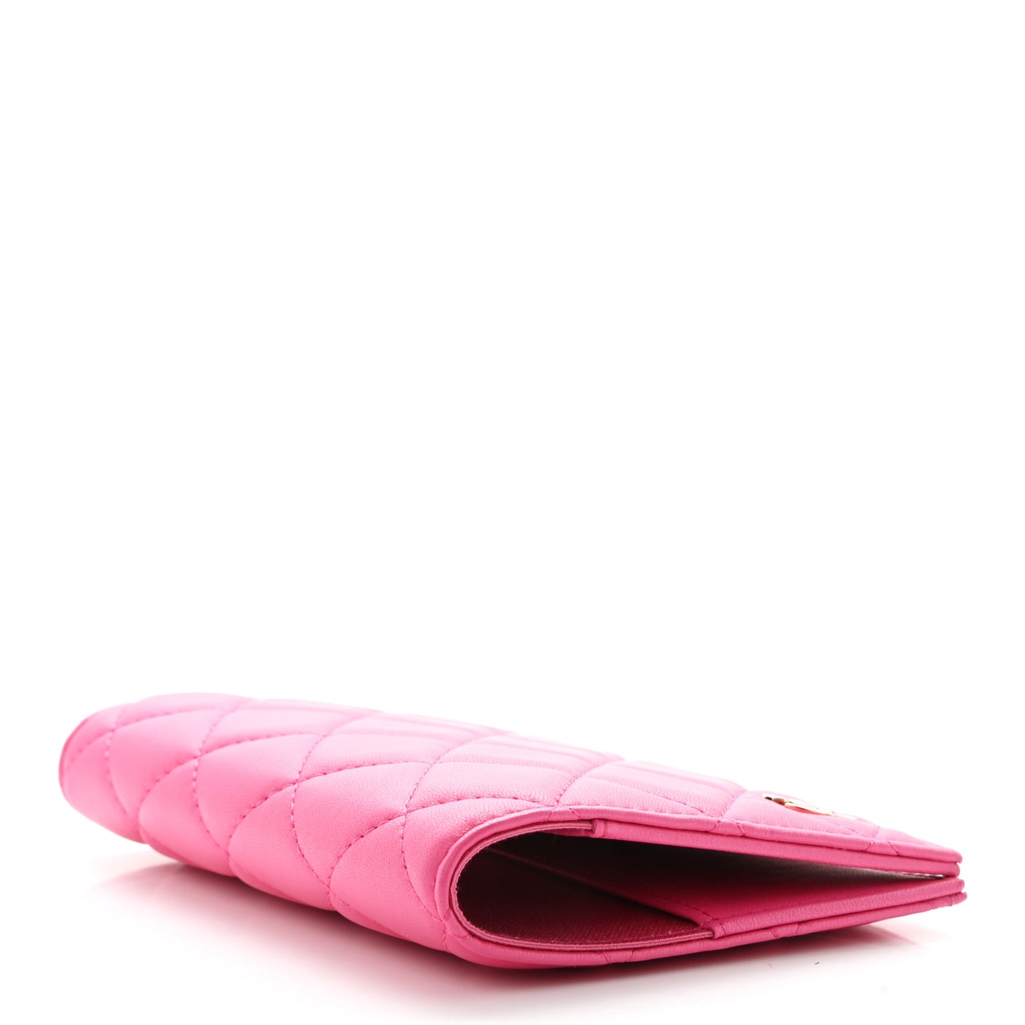 Lambskin Quilted Passport Holder Pink