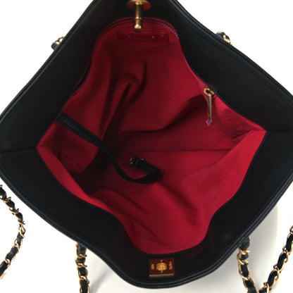 Chanel Calfskin Stitched Medium Shopping Tote Black 4 of 10