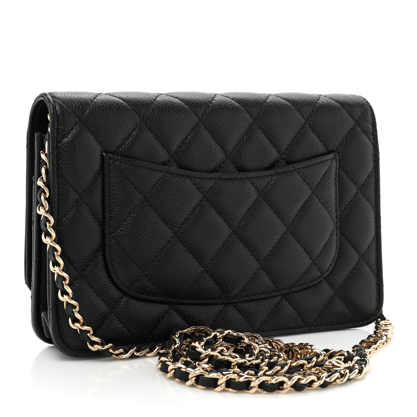 Caviar Quilted Tiny CC Wallet On Chain WOC Black