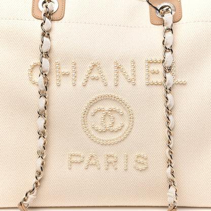 Chanel Canvas Pearl Large Deauville Tote Ecru Beige 7 of 7