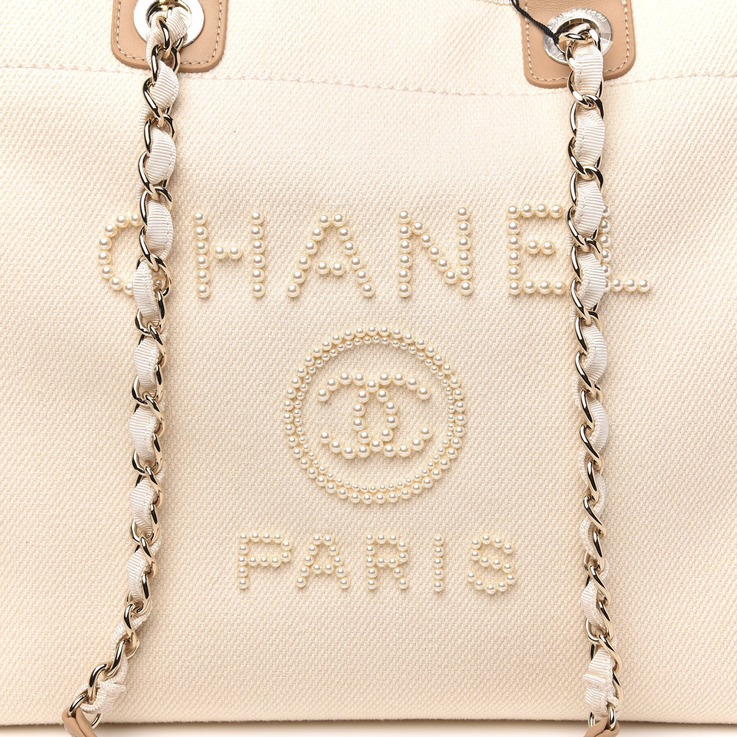 Canvas Pearl Large Deauville Tote Ecru Beige