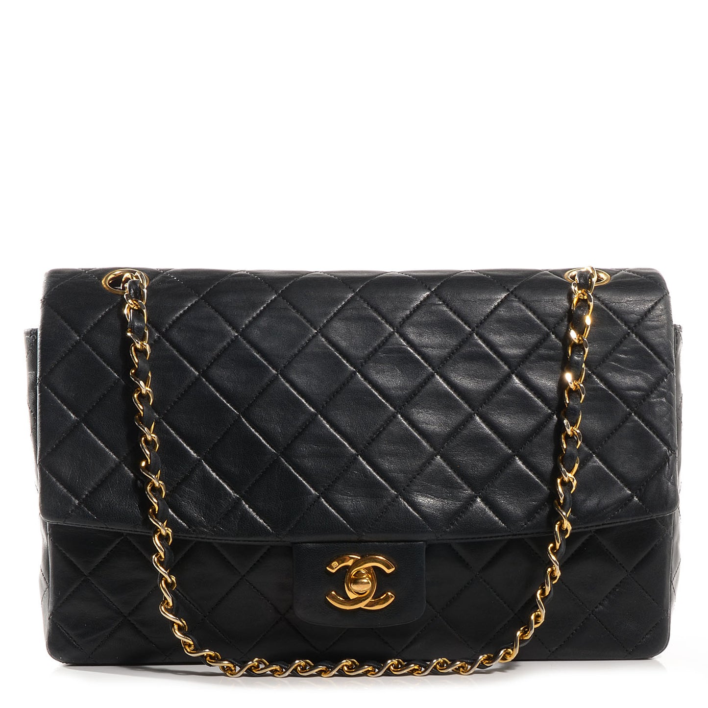 Lambskin Medium Single Flap Black