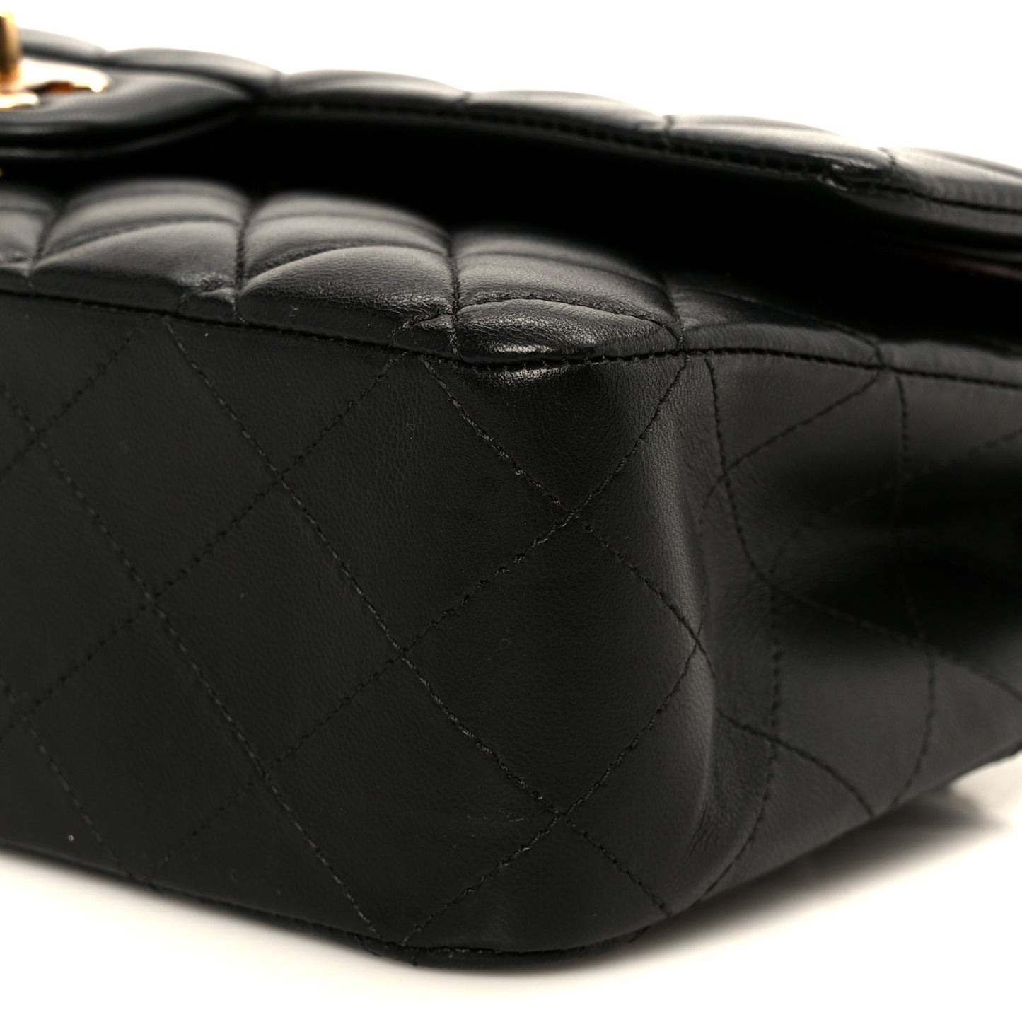 Lambskin Quilted Medium Double Flap Black