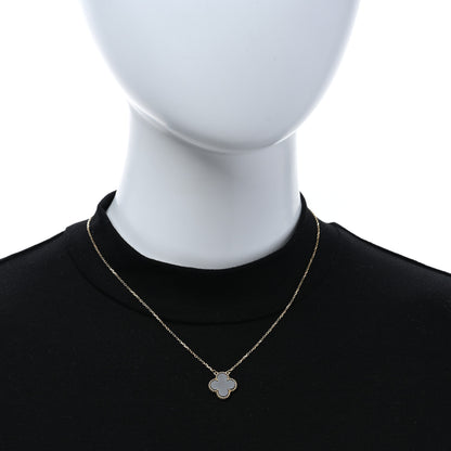 Van Cleef & Arpels 18K Yellow Gold Black Onyx Vintage Alhambra Pendant Necklace 2 of 4