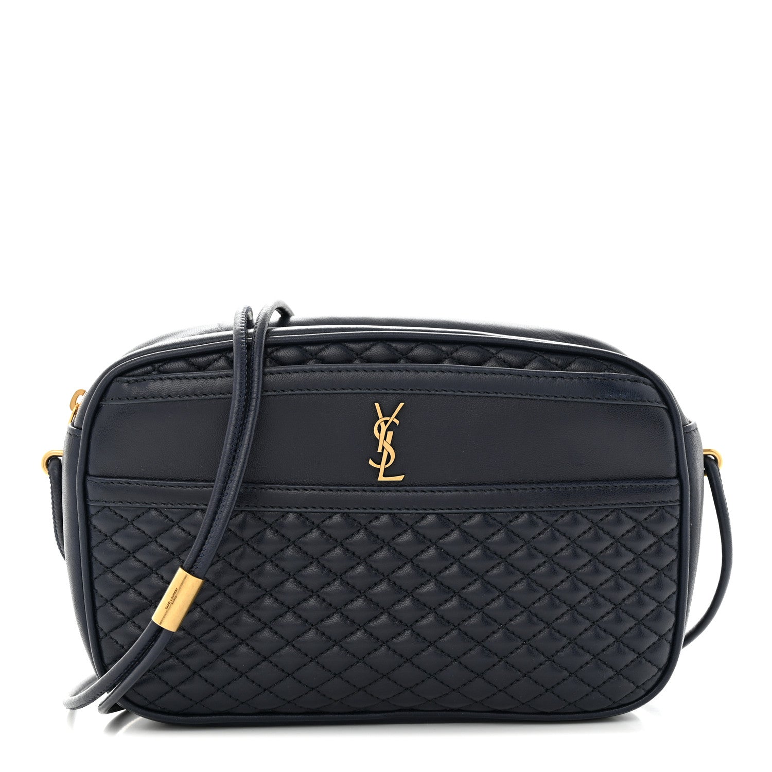 Saint Laurent Lambskin Quilted Victoire Camera Bag Deep Marine 1 of 10
