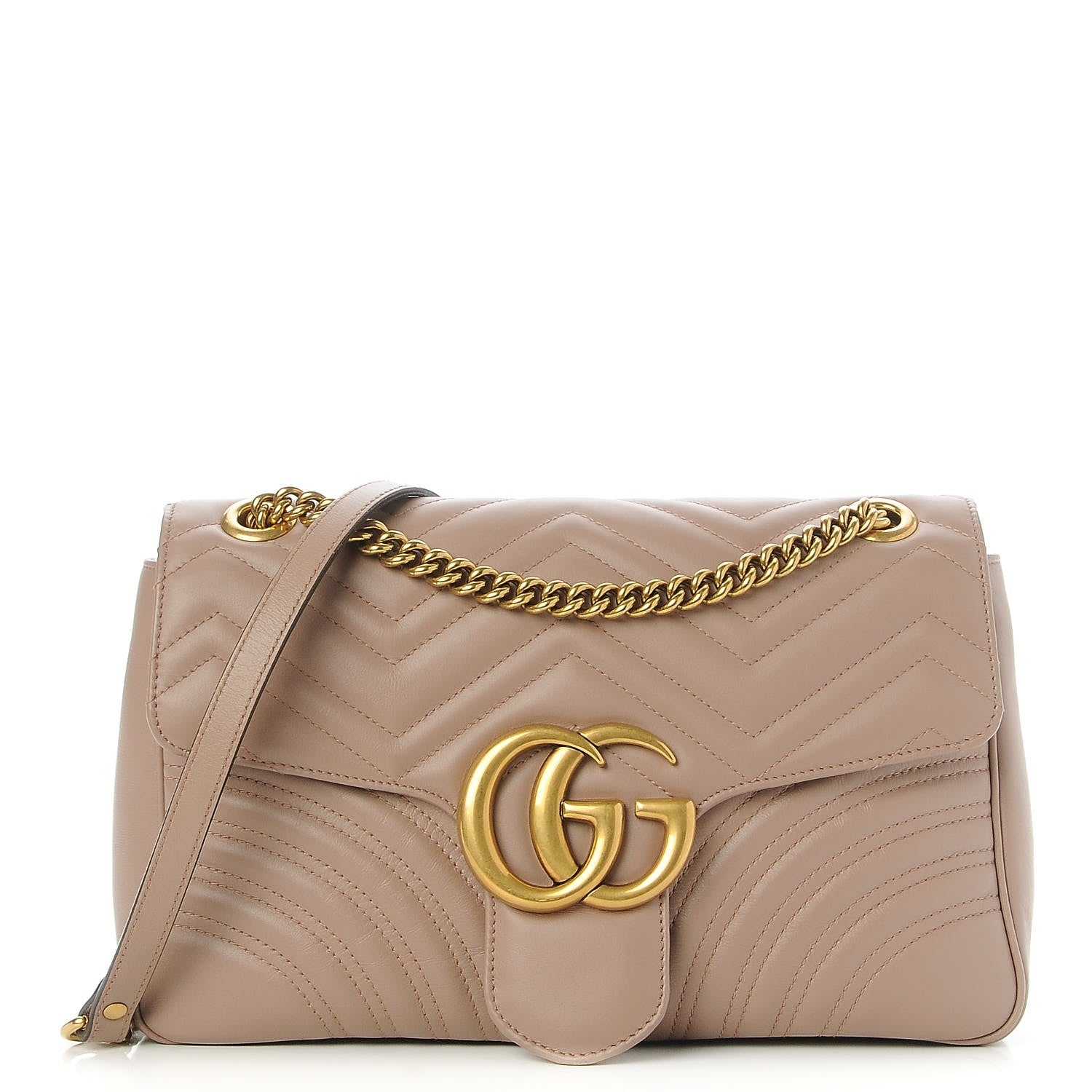 Gucci Calfskin Matelasse Medium GG Marmont Shoulder Bag Porcelain Rose 1 of 8