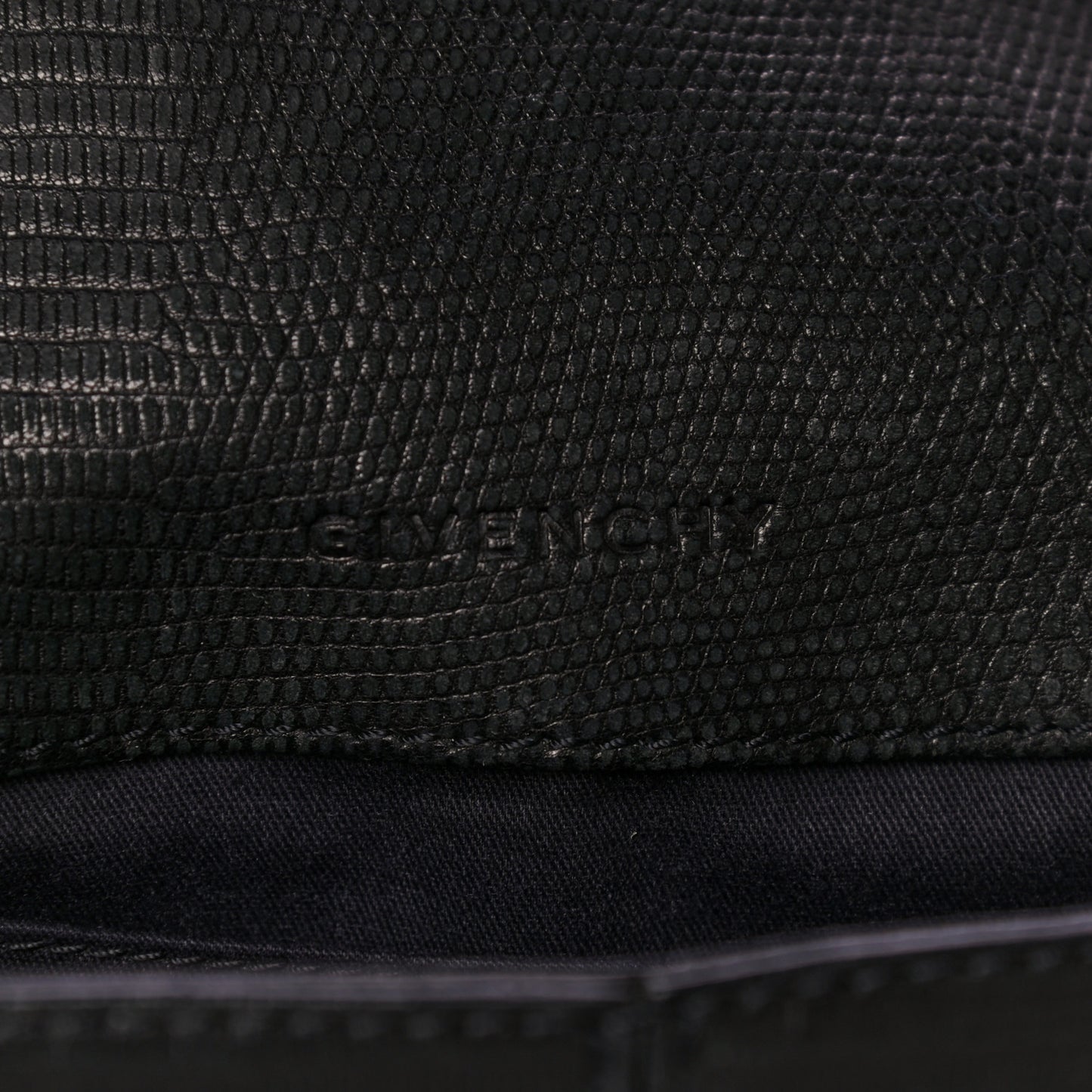 Lambskin Lizard Embossed Obsedia Shoulder Bag Black