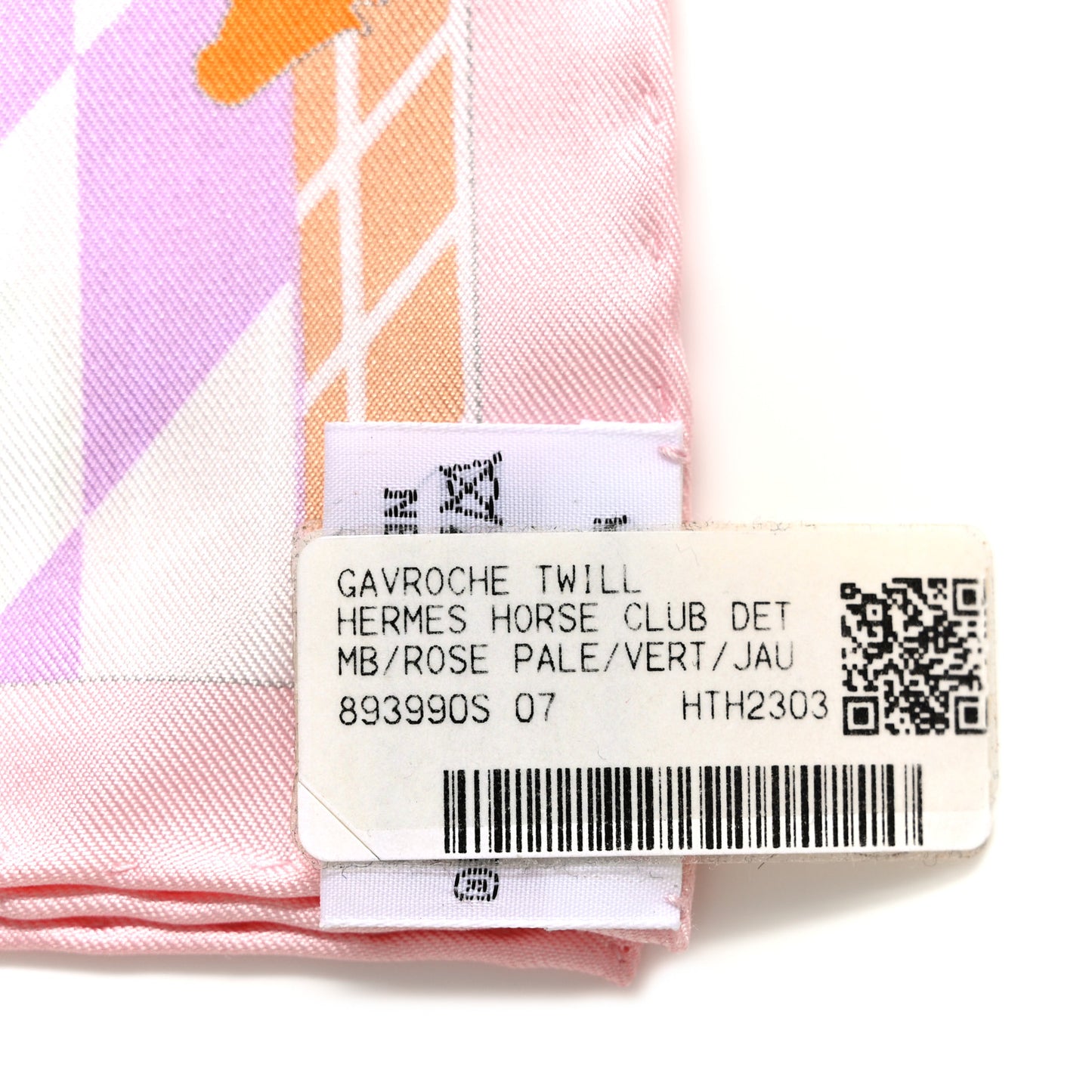 Silk Horse Club Detail Scarf 45 Rose Pale Vert Jaune