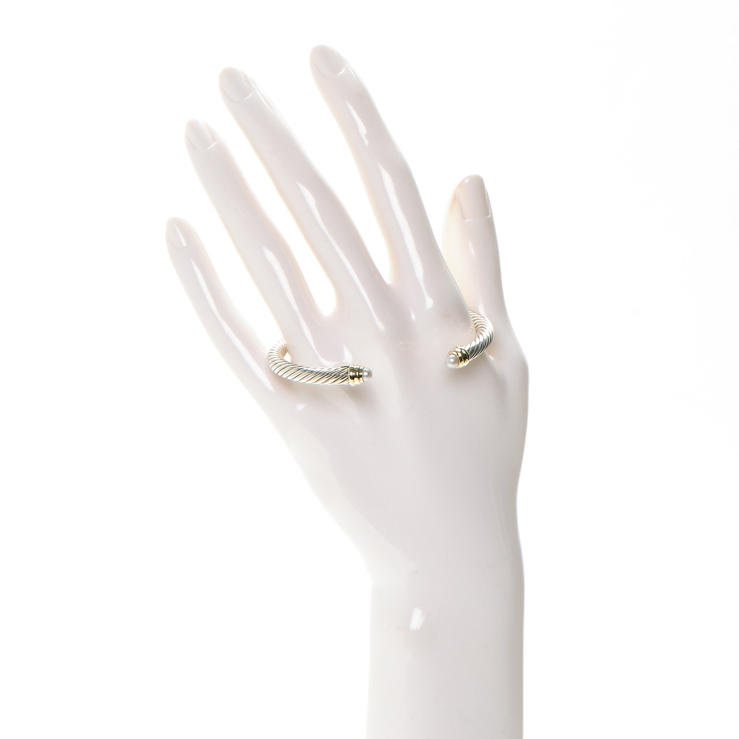 David Yurman Sterling Silver 14K Yellow Gold Pearl 5mm Cable Classics Petite Color Bracelet 2 of 5