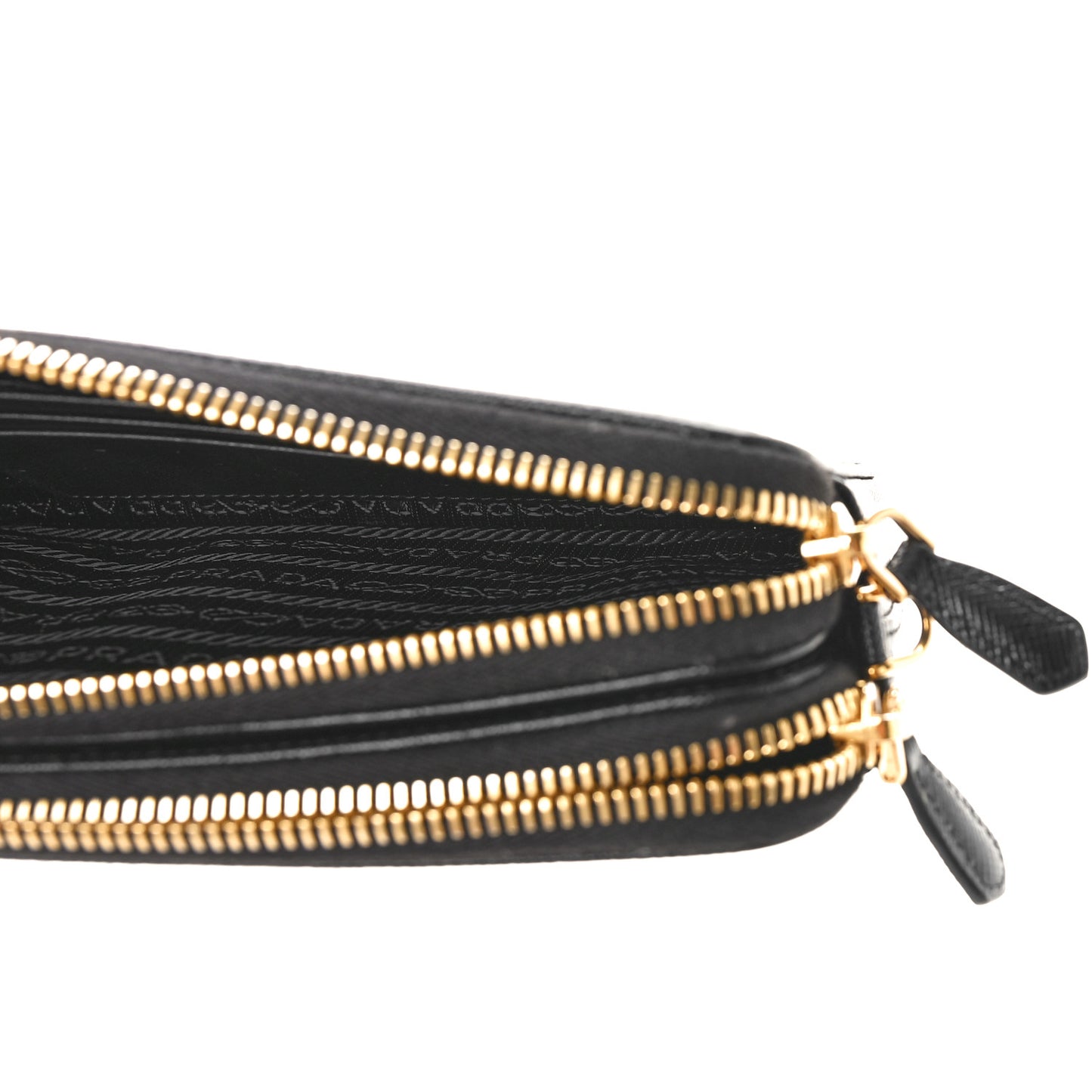 Saffiano Lux Mini Double Zip Chain Crossbody Bag Black