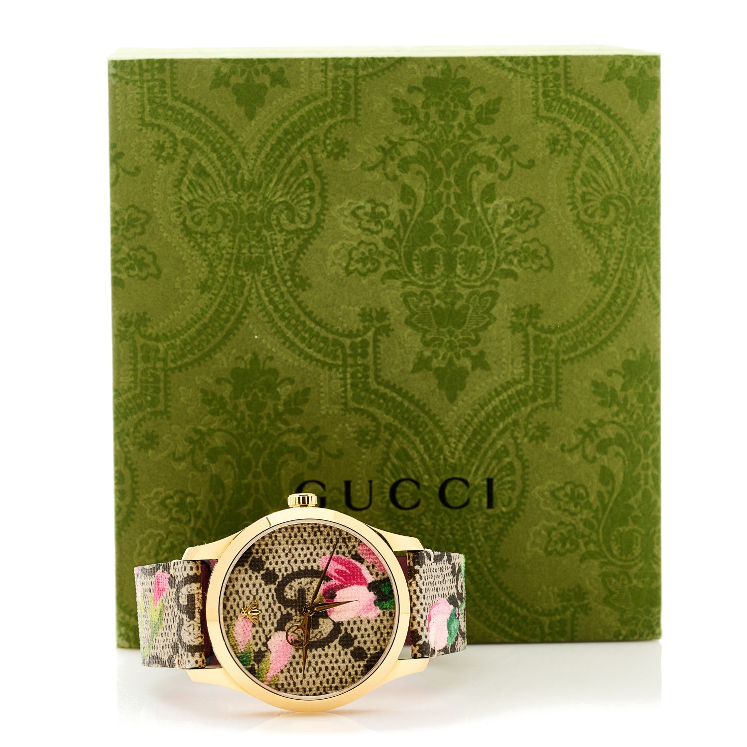 Gucci Stainless Steel Canvas 38mm G-Timeless Supreme GG Blooms Quartz Watch Brown 5 of 5