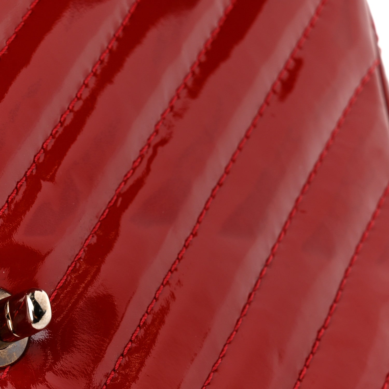 Chanel Patent Chevron Quilted Medium Single Flap Red 11 of 12