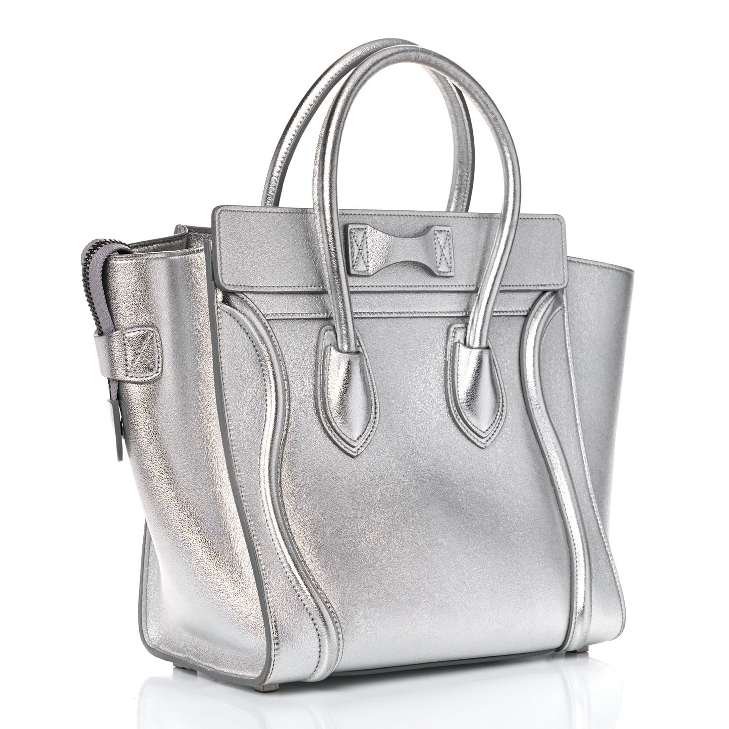 Laminated Lambskin Micro Luggage Silver