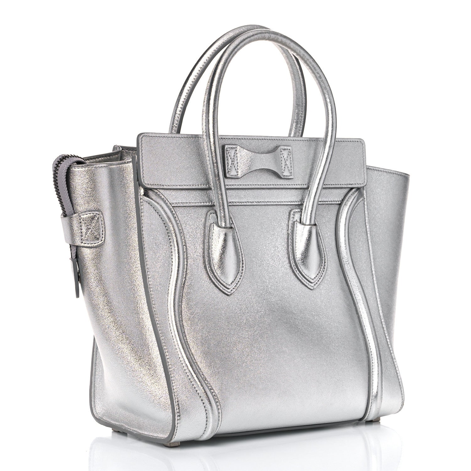 Celine Laminated Lambskin Micro Luggage Silver 2 of 18