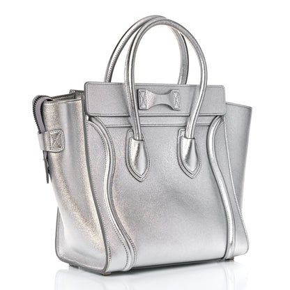 Celine Laminated Lambskin Micro Luggage Silver 2 of 18