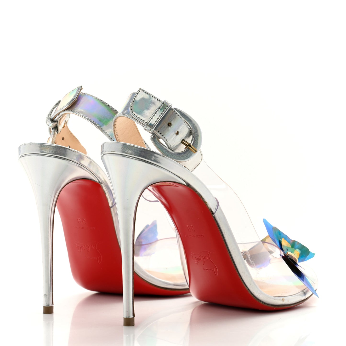 PVC Iridescent Patent PVC Ilcepoze 100 Sandals 39 Silver